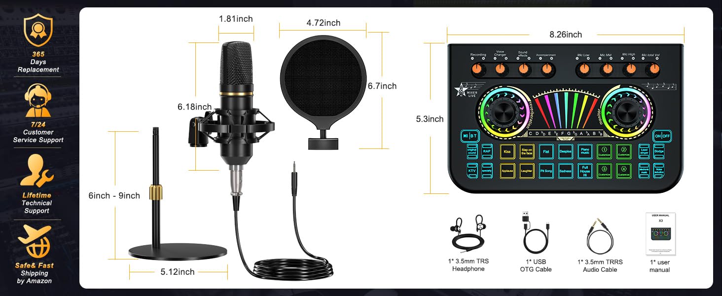 live sound card audio mixer gaming audio mixer sound card for live streaming