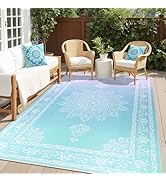 Yamaziot Outdoor Rug 5x8 Ft, Waterproof Plastic Straw Patio Rug, Reversible Backyard Carpet Porta...