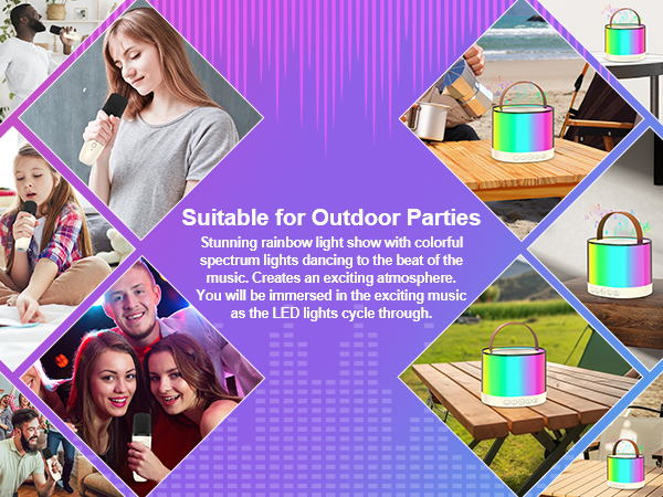 Mini Karaoke Machine, Bluetooth Karaoke Speaker with 2 Wireless Microphones