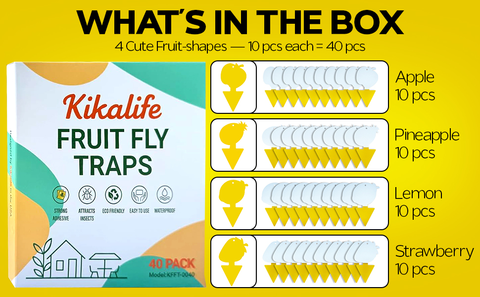 40 cute fruit shapes yellow sticky gnat traps