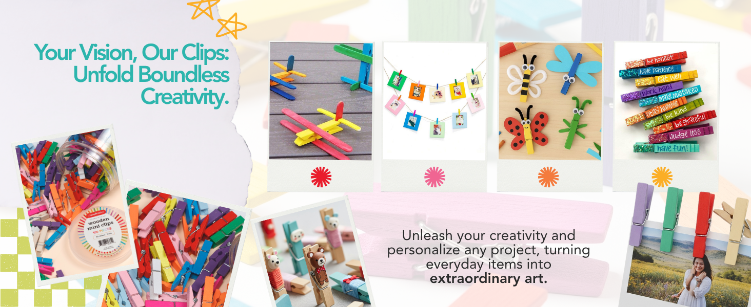 wooden mini clips