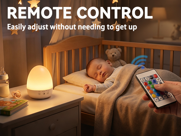 Remote control baby night light, convenient adjust light without getting up while baby sleeping