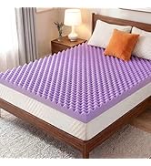 2 Inch Egg Crate Mattress Topper Queen, Gel Infused Memory Foam Mattress Topper for Pressure Reli...