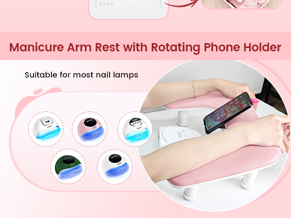 Pink Manicure Arm Rest for Nails Tech