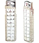 Rhinestone Bling Lighter Luxury Blue Torch Refillable Windproof Elegant Evening Party Gift Luxe (...