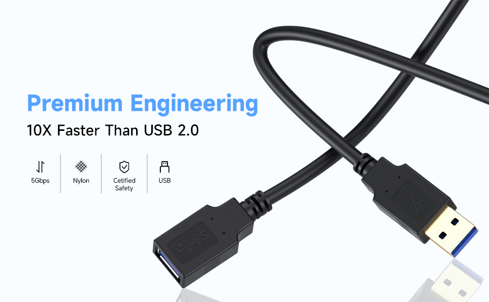 USB 3.0 Extension Cable 15ft(USB 3.0 Cable Type-A Male to Type-A Female 15 ft)