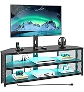 Rolanstar TV Stand with Mount and Power Outlet, Swivel TV Stand with LED Lights for 32/45/55/60/6...
