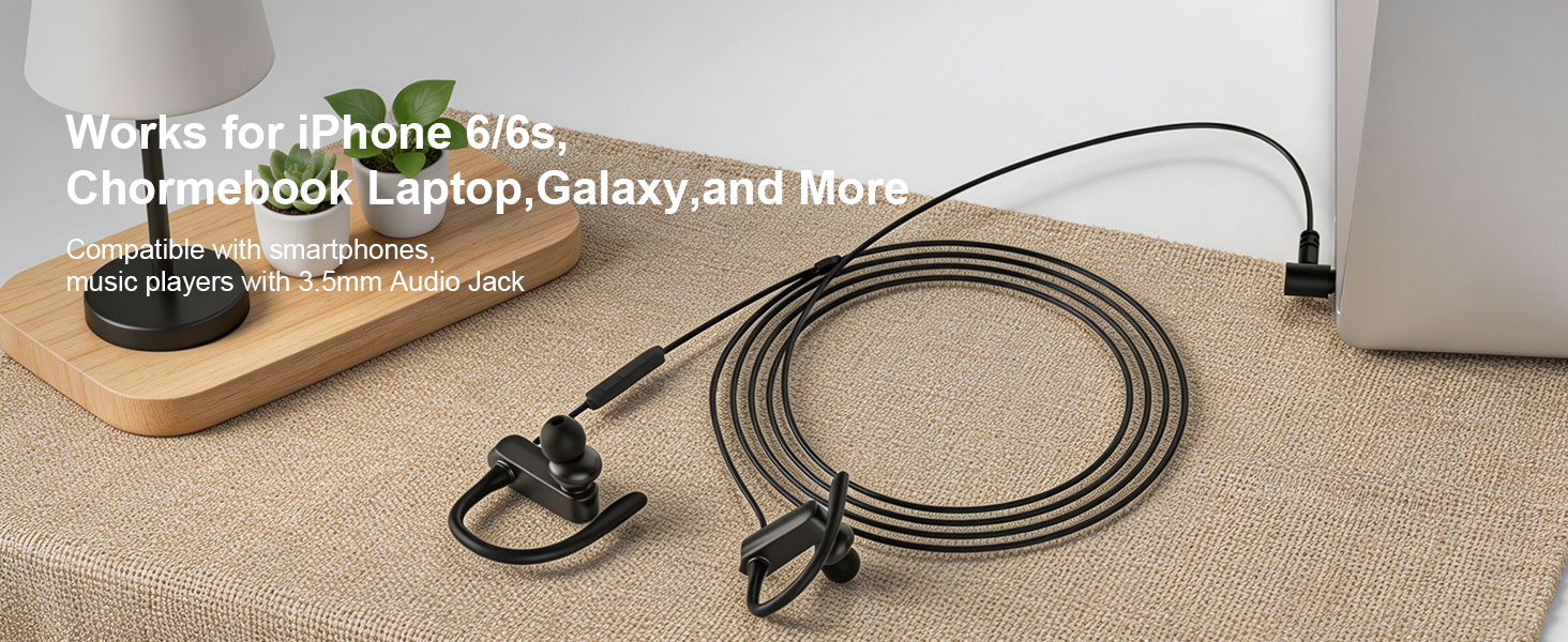 Over Ear Headphones Wired Sport Earbuds with Mic,Wrap Around 3.5MM Earphones with Hooks