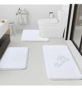 HUXMEYSON Bathroom Rugs Sets 3 Piece, Non-Slip &amp; Quick Dry Bath Mat Set, Ultra Soft Velvet Bath R...