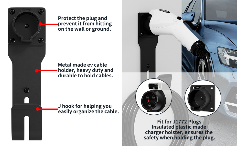 Metal made ev cable holder, heavy duty and durable to hold cables.