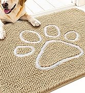 OLANLY Dog Door Mat for Muddy Paws 30x20, Paw Print Design, Absorbs Moisture and Dirt, Absorbent ...