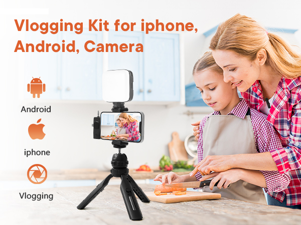 Kalofaye Vlogging Kit for iPhone, Android with Tripod