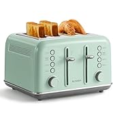BUYDEEM DT640 Retro 4 Slice Toaster, 7 Shade Settings, Extra Wide 1.5'' Slots, Stainless Steel To...