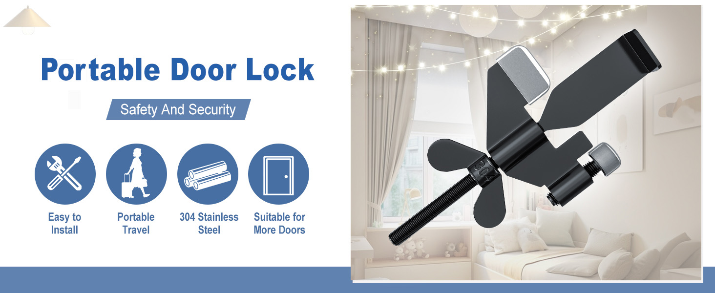 Door Stop Alarm with Adjustable Portable Door Lock