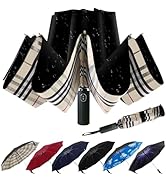 LLanxiry Compact Travel Umbrella Small Inverted Umbrellas for Rain Portable Windproof UV Protecti...