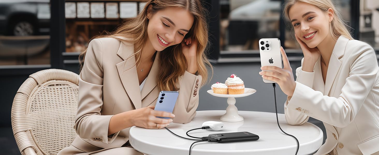 The power bank can charge 3 devices simultaneously