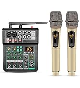 5 Core Audio Mixer Sound Board 4 Channel XLR Stereo Receiver w Bluetooth USB Microphone PA Karaok...