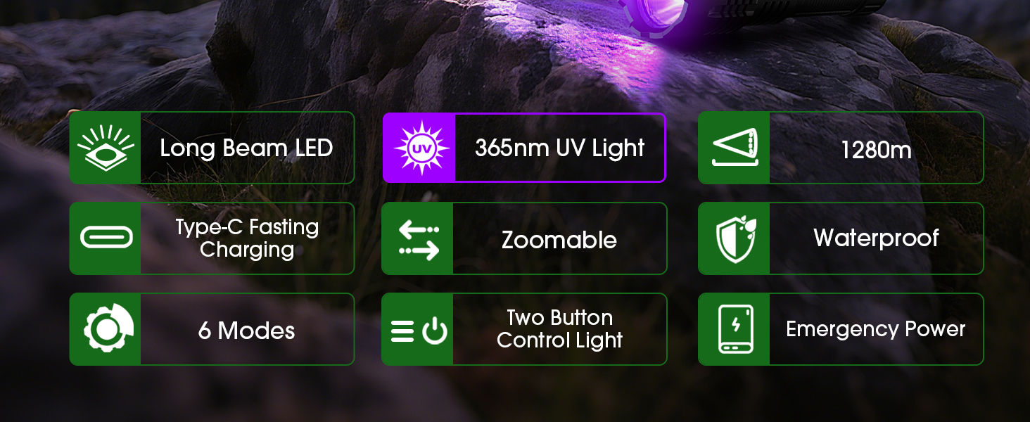 uv flashlight rechargeable