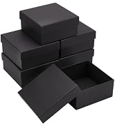 BENECREAT 6pcs Black Paper Jewelry Gift Boxes, 5.91x5.91x2.81inch Kraft Paper Packaging Boxes, El...