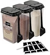 MiraFure 3-Pack 1500ml (51 oz) Airtight Food Storage Containers with Scoop, Soft-White Translucen...