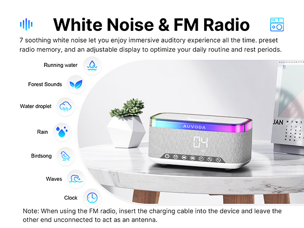 Bluetooth Speaker with White Noise &amp; FM Radio