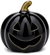 Vhxmaizxn Ceramic Pumpkin Black Porcelain Artificial Fake Pumpkins Figurine | Jack O Lantern Pump...