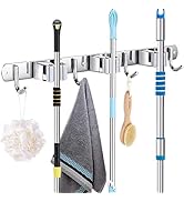 YouOKLight mop broom holder,broom hanger wall mount, 304 Non-Slip Stainless Steel Rack for Tools ...