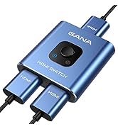 HDMI Switch 4k@60hz HDMI Splitter, GANA Aluminum Bidirectional HDMI Switcher 2 in 1 Out, Manual H...