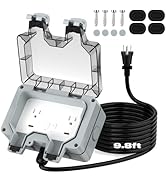 Outdoor Outlet Box with 9.8Ft Extension Cord, NEMA 5-15R, IP66 Waterproof Outdoor Outlet Box w/Lo...