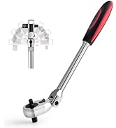 wanlvkang Dual 3/8 and 1/4 Drive Flex Head Ratchet, 72-Tooth 3/8 Ratchet Flex-Head Wrench with Qu...