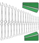 SWANLAKE 32-Piece Combination Wrench Set, SAE and Metric, 1/4"-1" &amp; 7mm-22mm, 12 Point, Chrome Va...