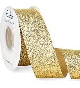 Ribbli Gold Glitter Ribbon,Gift Wrapping Ribbon Gold Cut Edge Christmas Ribbon for Crafts, Chritm...