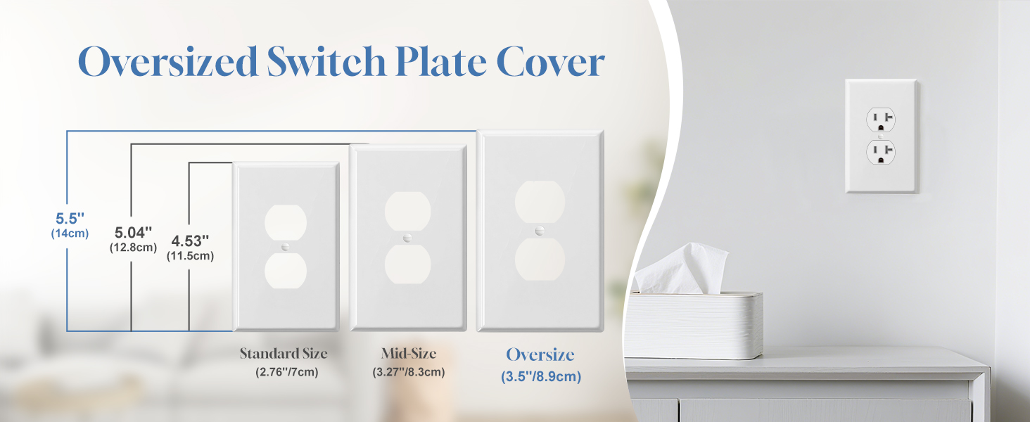 Oversized Duplex outlet covers wall plate