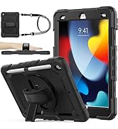 iPad 9th/ 8th/ 7th Generation Case 10.2’’ with Screen Protector Pencil Holder [360 Rotating Hand ...