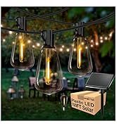 DAYBETTER 100ft Solar Outdoor String Lights Waterproof, ST38 Globe Led Patio Lights with 24 Ediso...