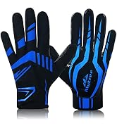High Grip Youth Football Gloves, No-Slip Kids Football Receiver Gloves, (New Upgrade 2023) Adjust...