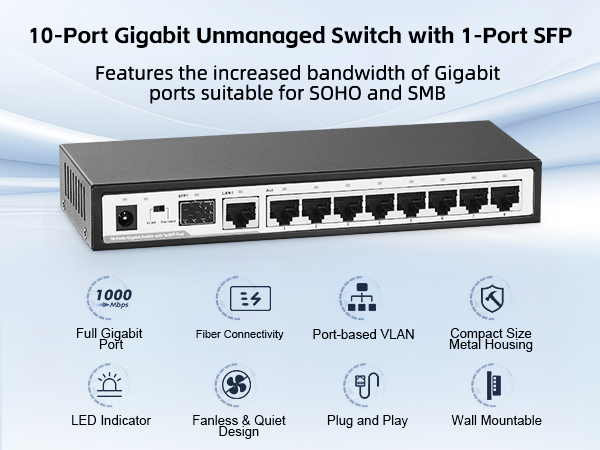 10-Port Gigabit Unmanaged Switch