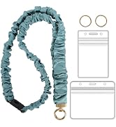 YAVVOZH Breakaway Scrunchie Lanyard with Id Holder, Stretchy Teacher Lanyards for Id Badges Keys,...