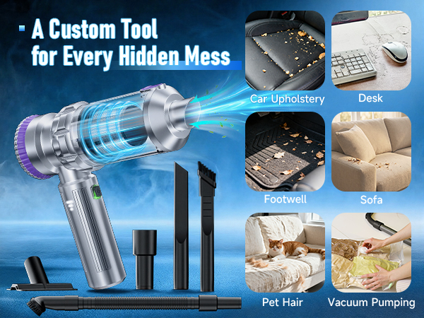 handheld car vacuum for sofa, home, desk, pet hair