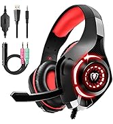 Tatybo Gaming Headset for Ps4 Ps5 Xbox One Switch PC with Noise Canceling Mic, Deep Bass Stereo S...