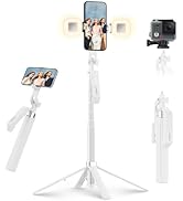 Professional Phone Tripod Stand with Wireless Remote &amp; Ring Light, Adjustable Heavy Duty Selfie S...