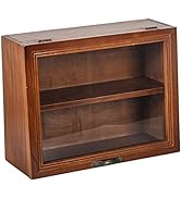 Wood Cabinet Mug Display Box, Wood Shadow Box Shot Glasses Display Case Shelf Action Figurine Dis...