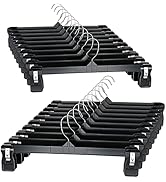 Titan Mall Pants Hangers 30 Pack 12inch Black Plastic Skirt Hanger with Non-Slip Big Clips and 36...