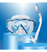 Dry Snorkel Set, Pano 3 Window Snorkel Mask, Anti-Fog Scuba Diving Goggles and Snorkel, Professio...