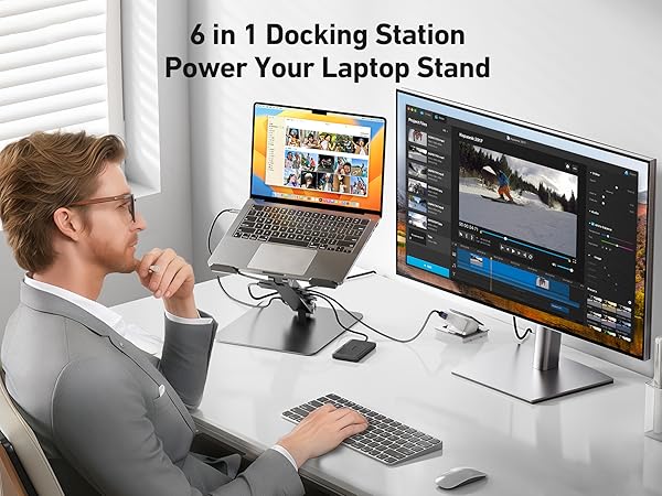 BENFEI Laptop Stand with USB C 6in1 Docking Station