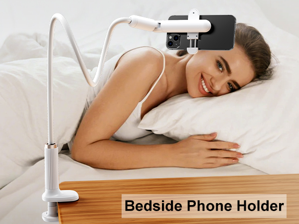 HIYJEN Gooseneck Phone Holder for Bed Laying Down with Clamp