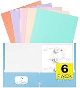 pmybupo 6Pack Folders with Pockets,2-Pocket Colored File Folders,Pastel Colors,8.5x11 Heavy Duty ...