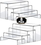 Aheroi Large Acrylic Risers, 8 Pcs 2 Set(7”L~8”L~9”L) Acrylic Display Set Rectangular Stands Shel...