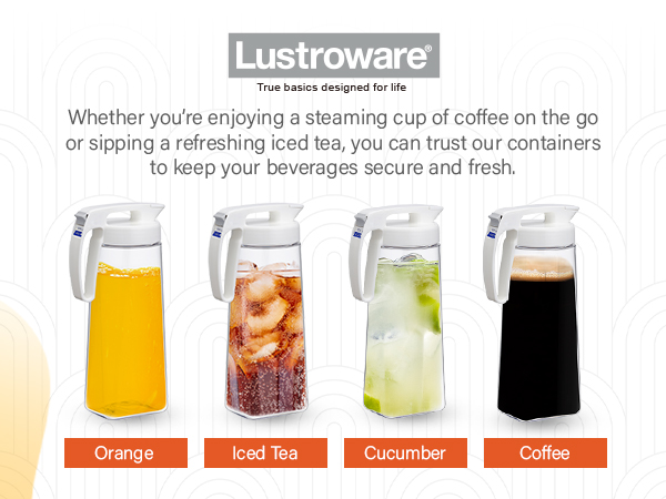 Lustroware QuickServe Airtight 2.1L Pitcher for Making Coffee, Tea and Juices, 2.1Liters, Clear