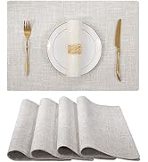 Homaxy Cloths Placemats for Dining Table Set of 4, Heat Resistant Washable Cotton Linen Blend Tab...